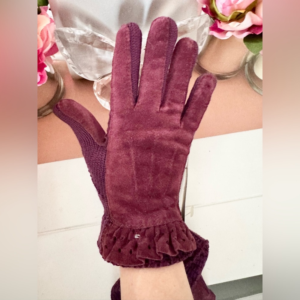 New Vintage Dior Suede & Wool Gloves - Picture 4 of 5